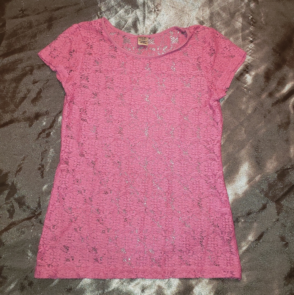 Girls Pink Lace Shirt